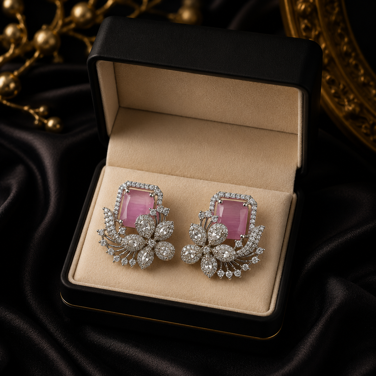 Blush Blossom Zircon Earrings