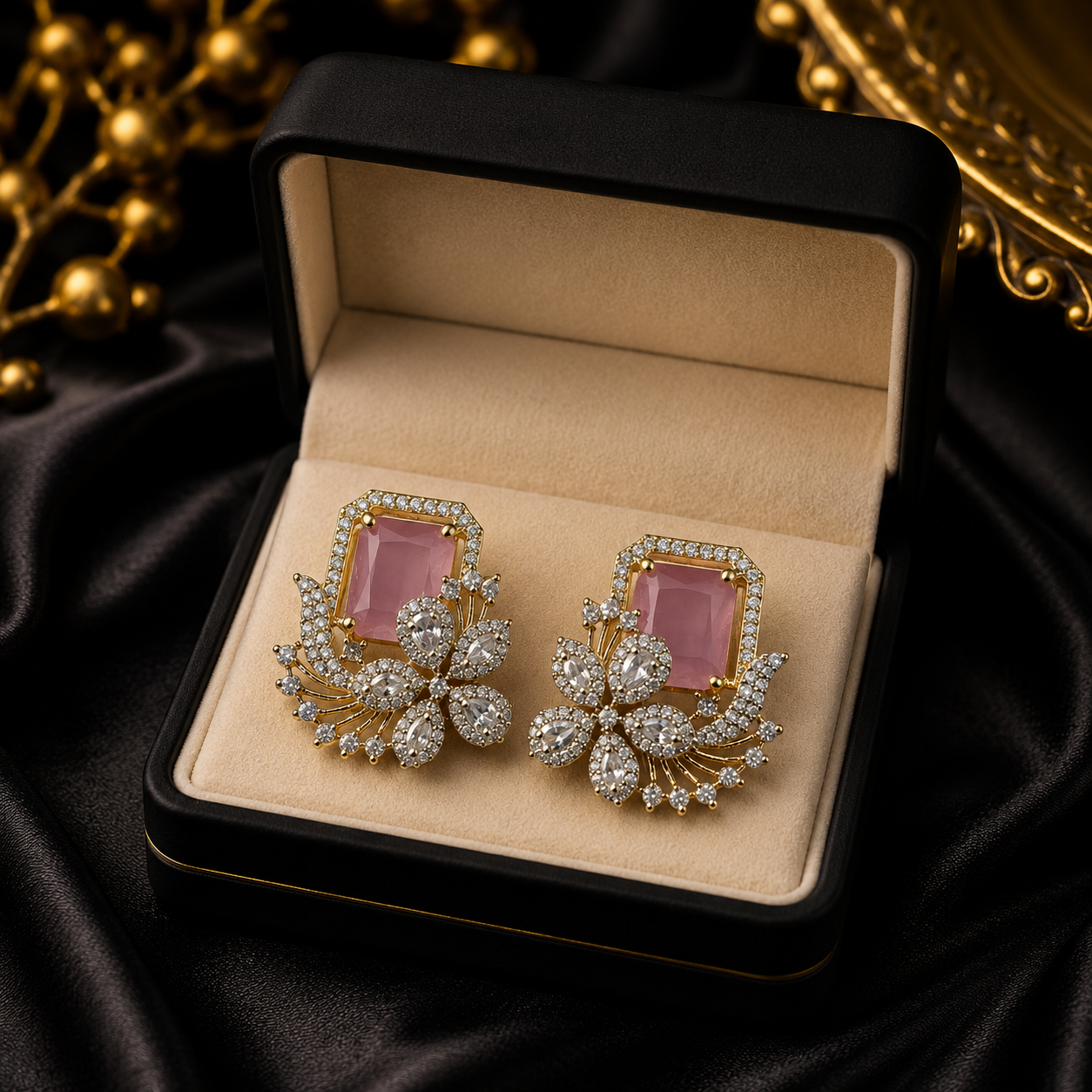 Blush Blossom Zircon Earrings