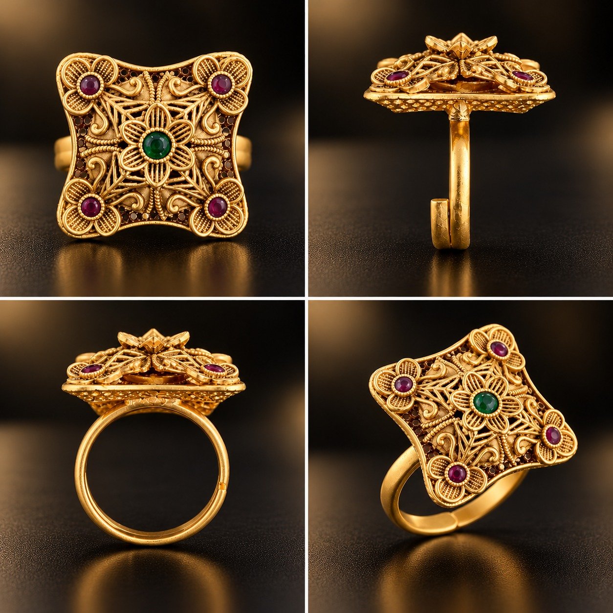 Rajwadi Ring - Ruby & Green - photo 2