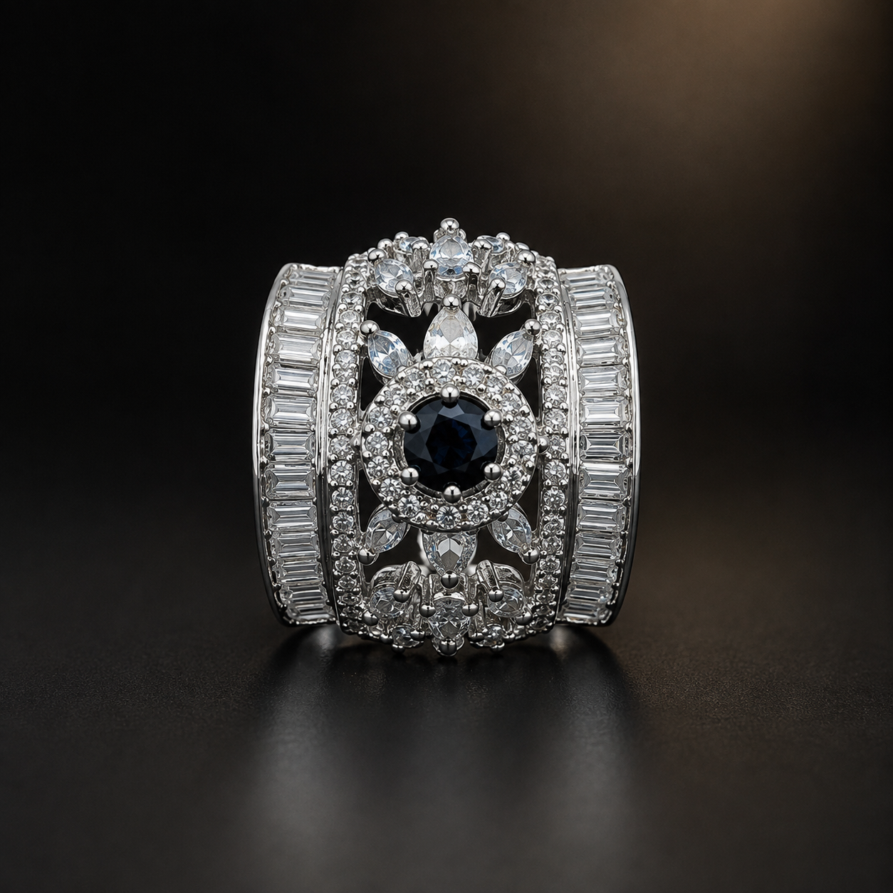 Royal Bloom Zircon Ring - Black - photo 3