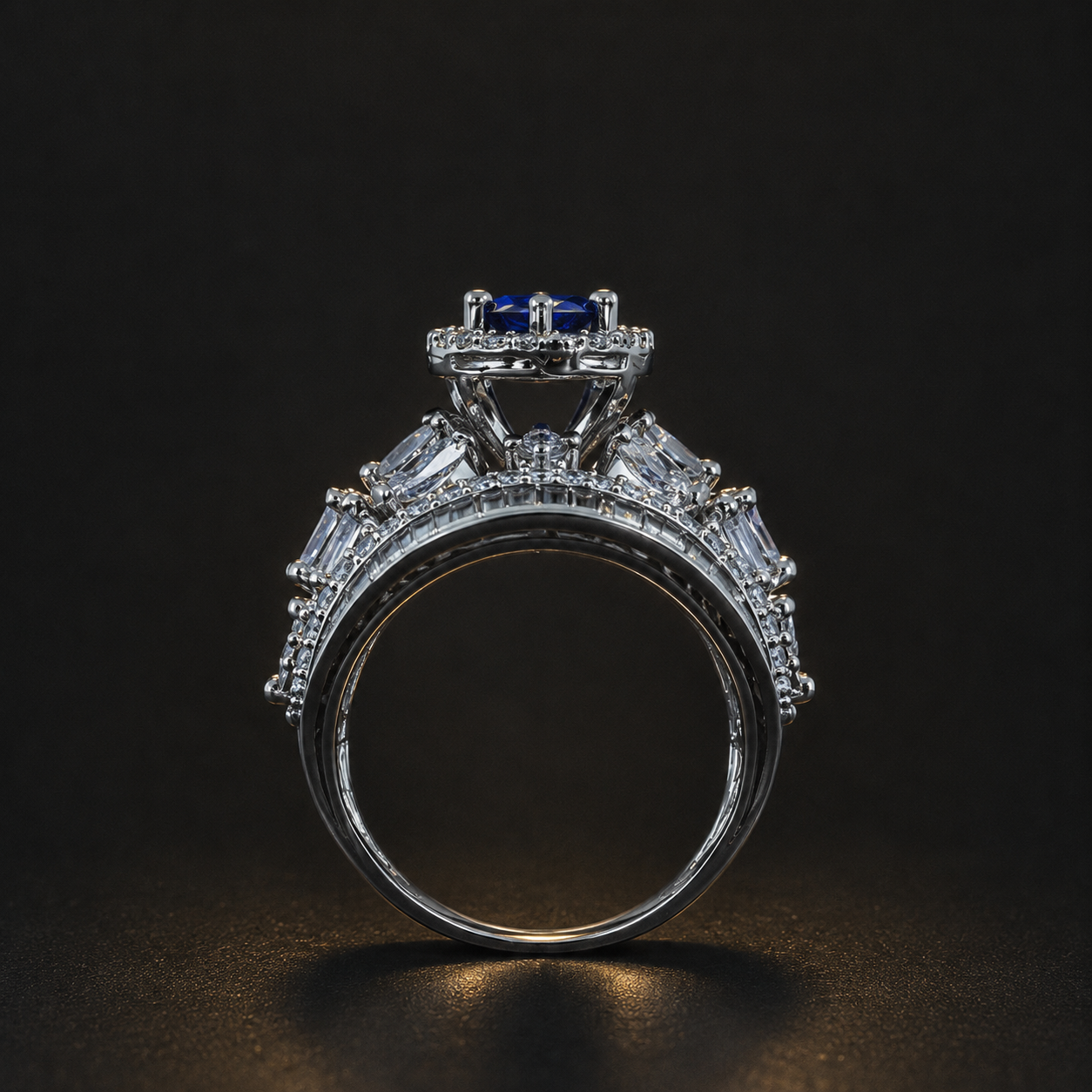 Royal Bloom Zircon Ring - Navy Blue - photo 4