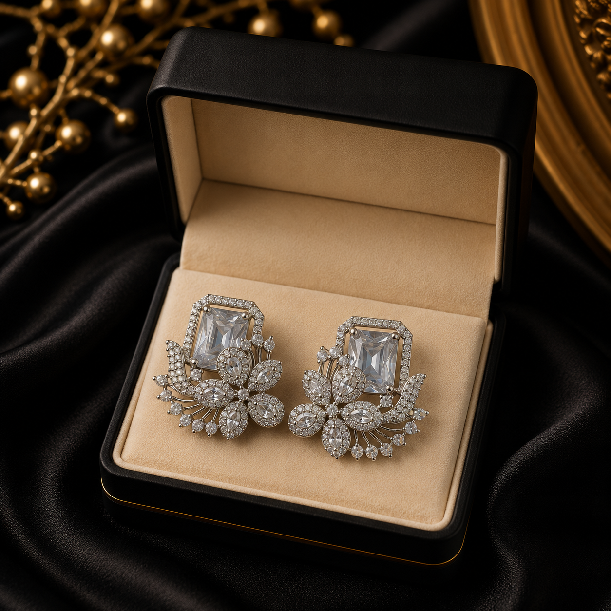Blush Blossom Zircon Earrings