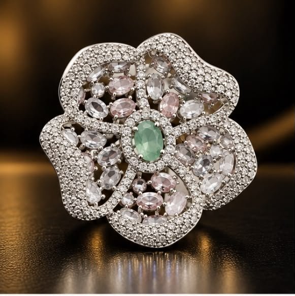 Blush Bloom Ring - Mint