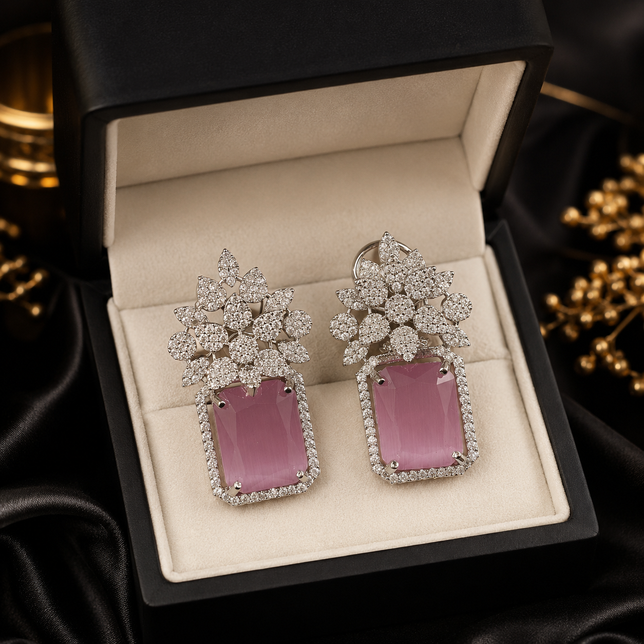 Floral Zircon Earrings