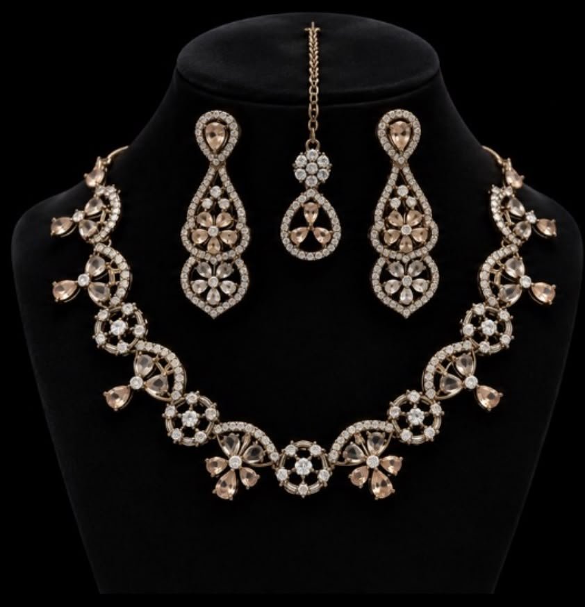Royal Floral Necklace Set - Antique