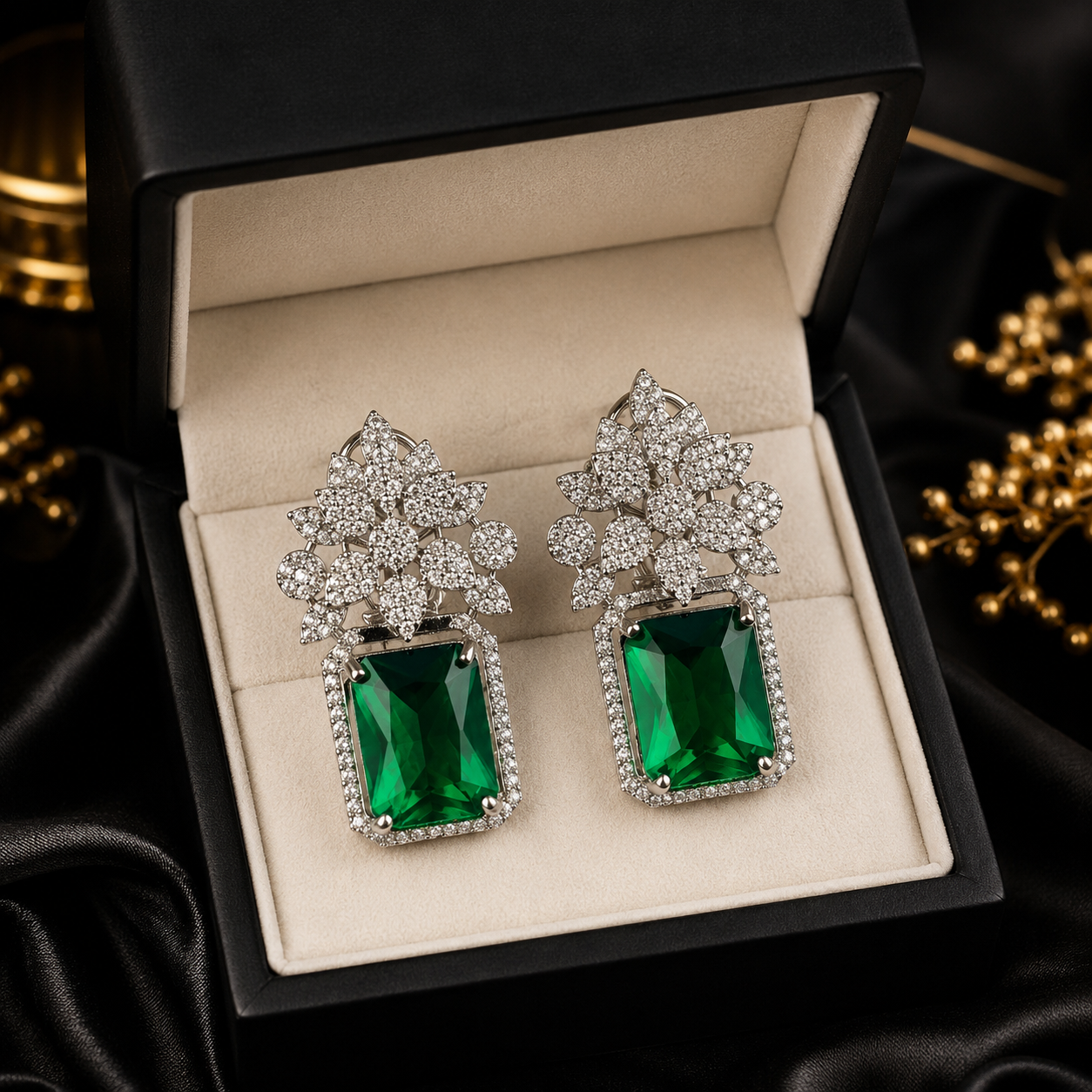 Floral Zircon Earrings