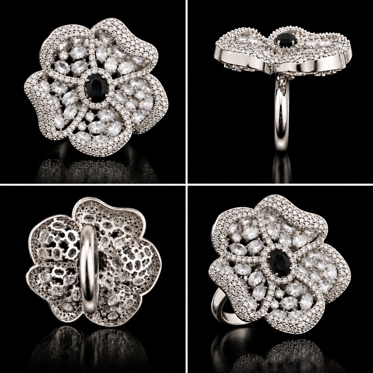 Blush Blossom Zircon Earrings - Black - photo 2