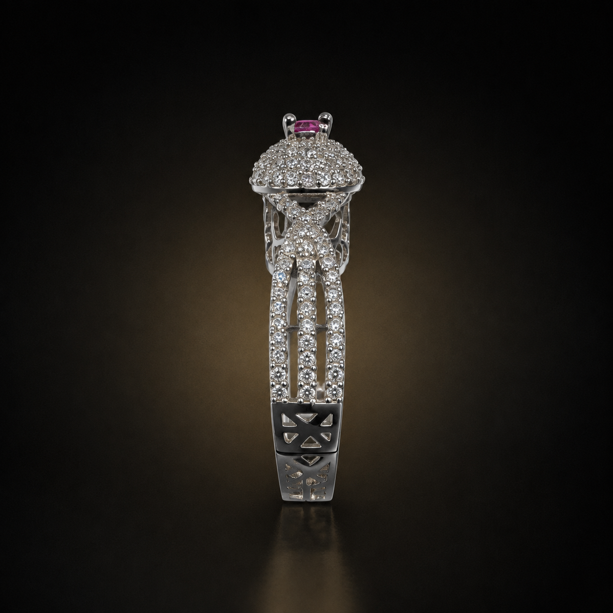 Royal Halo Ring - Deep Pink - photo 3
