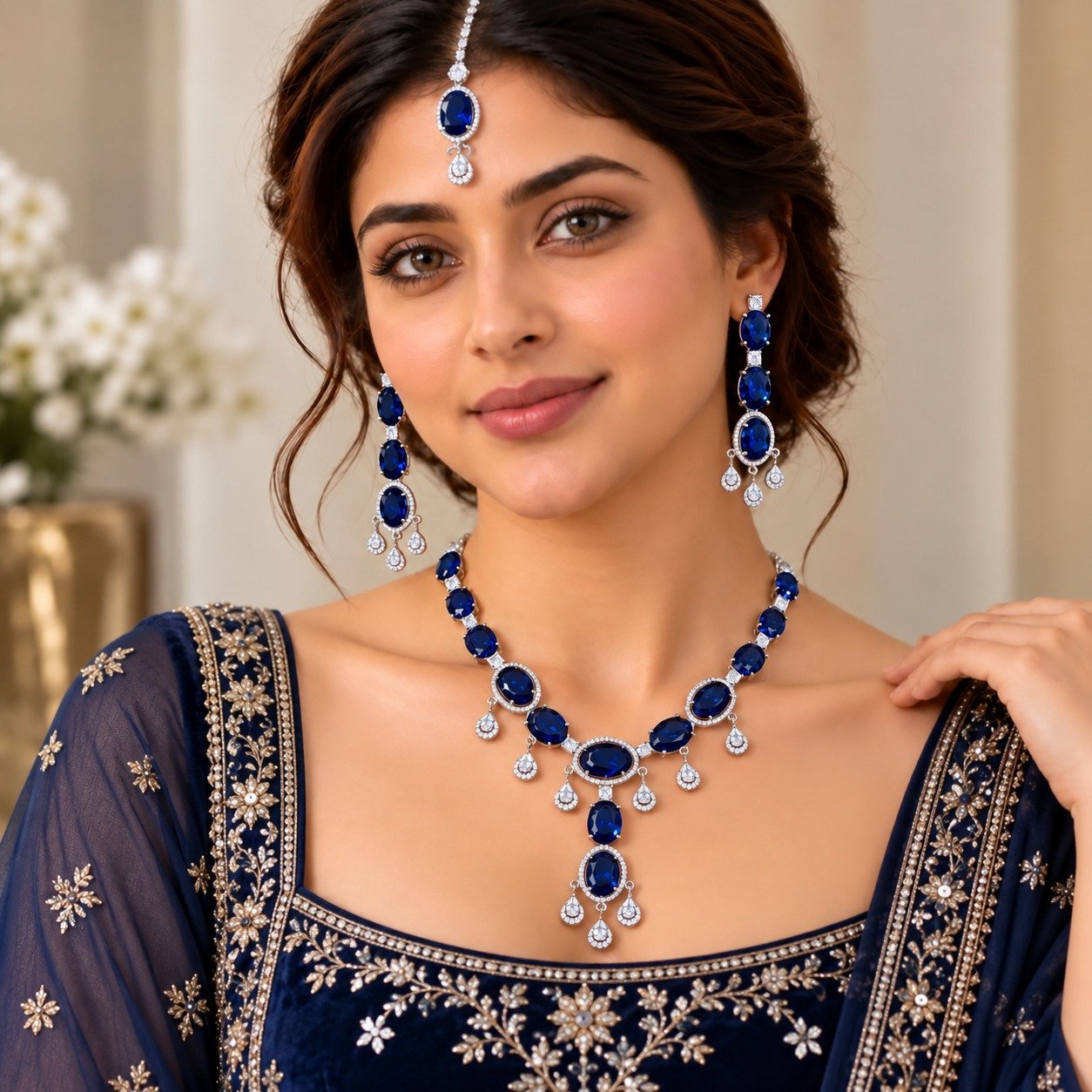 Royal zircon Necklace - Silver Blue