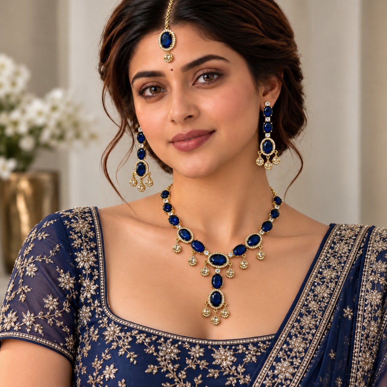 Royal zircon Necklace - Golden Blue